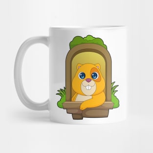 Hamster looks out the window Mug